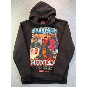Scarface x Reason Tony Montana Black Graphic Hoodie Sweatshirt Mens Large SF-117